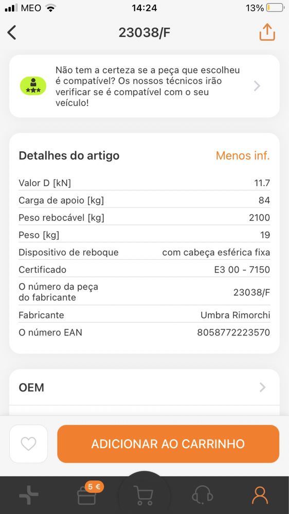 Dispositivo de Reboque Mercedes E (Novo)