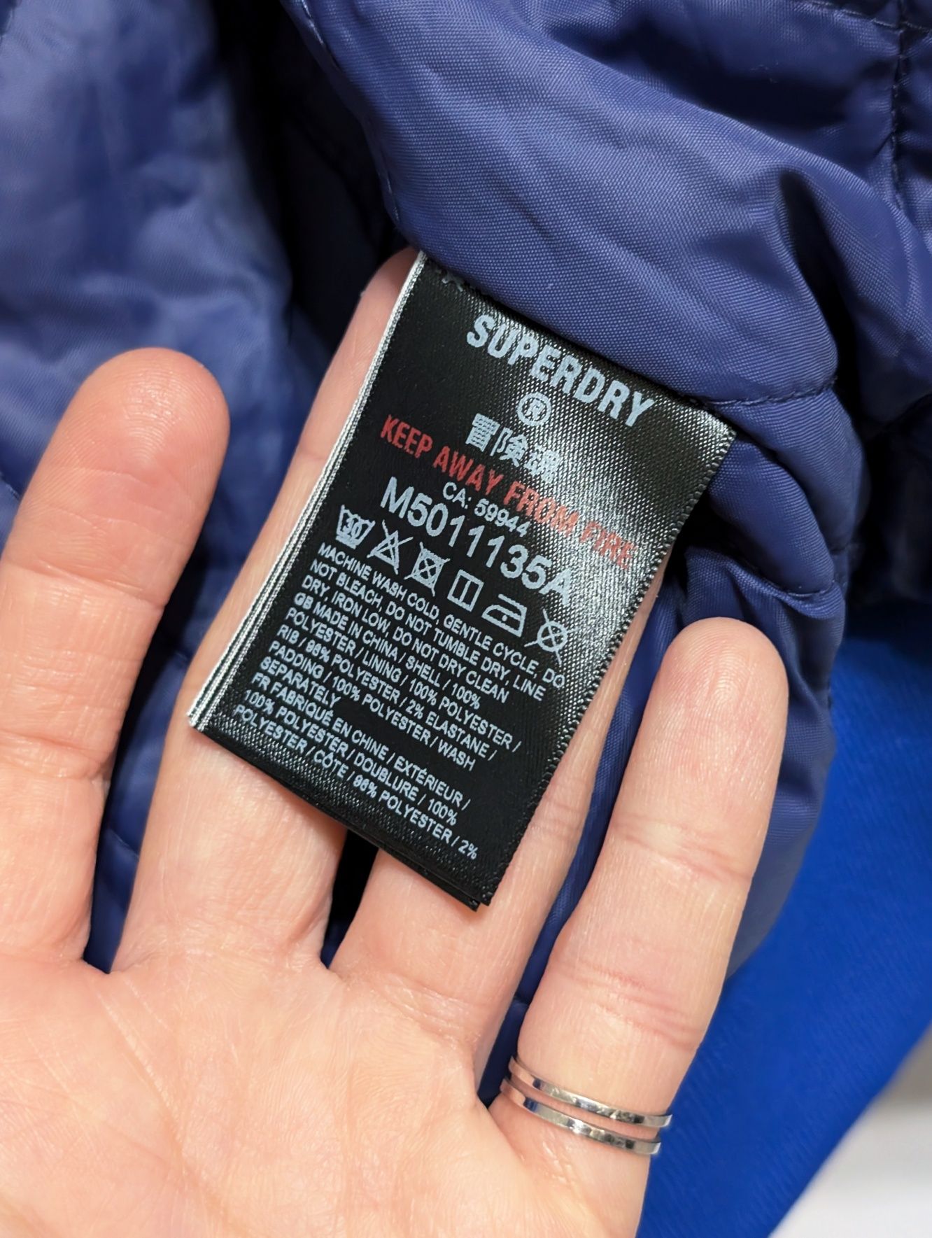 Niebieska ocieplana bomberka varsity Superdry, rozmiar 2XL