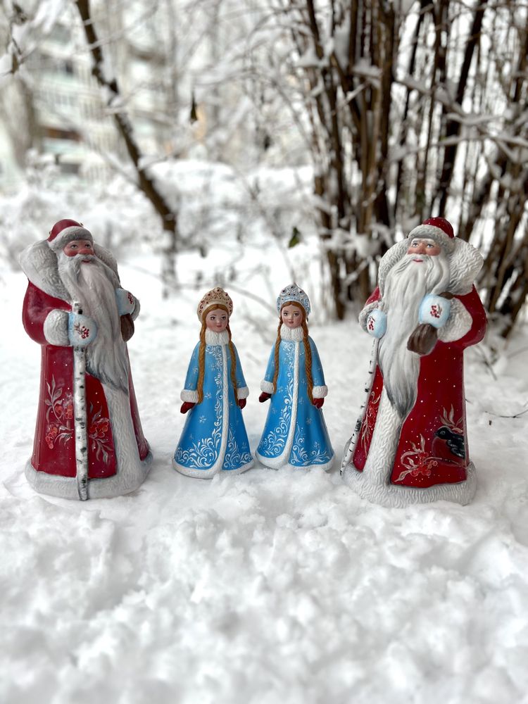Ёлочные игрушки Дед Мороз папье-маше снеговик под елку снегирь синичка