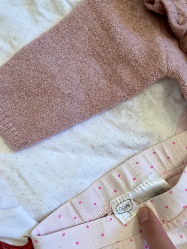 Paka zestaw 6 szt. ubrań roz. 62-68 body sweter