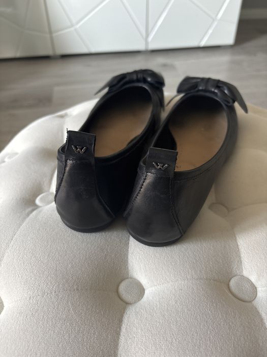 Baleriny skórzane czarne WOJAS rozm. 40