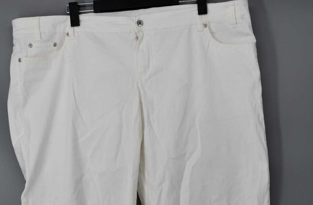 Proste jeansy Rainbow 50 szeroka nogawka białe letnie plus size