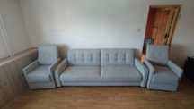 Meble, sofa komplet, ława, krzesło, fotel