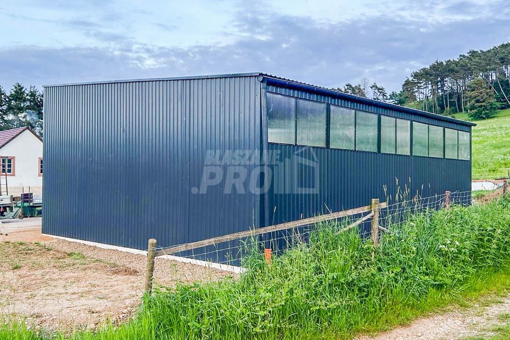 Hala Garaż Blaszany 12-6m 2x Bramy dwuskrzydłowe Antracyt   GP417