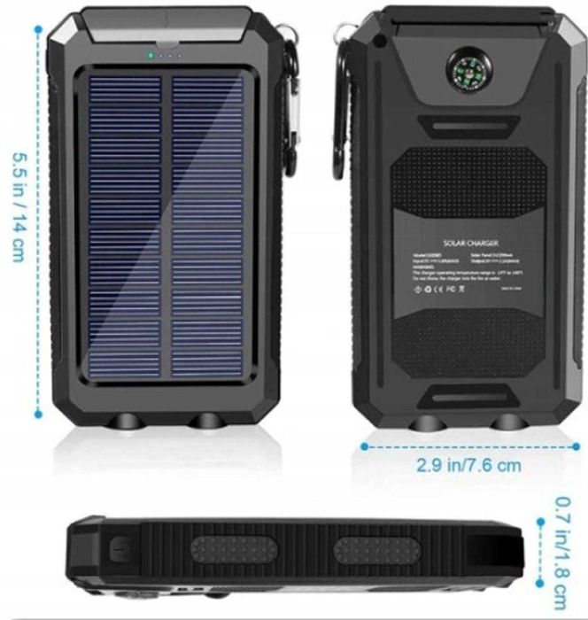 Повербанк Solar Chargeri 10 000 mAh/ Powerbank со встроенным солнечным
