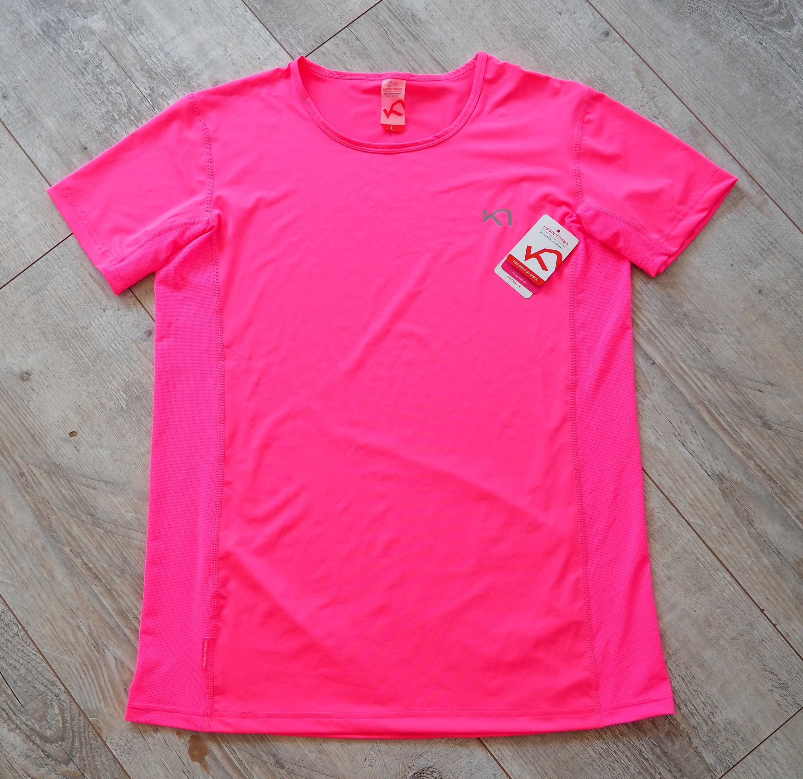 KARI TRAA_NORA TEE_t-shirt sportowy_neon pink_L