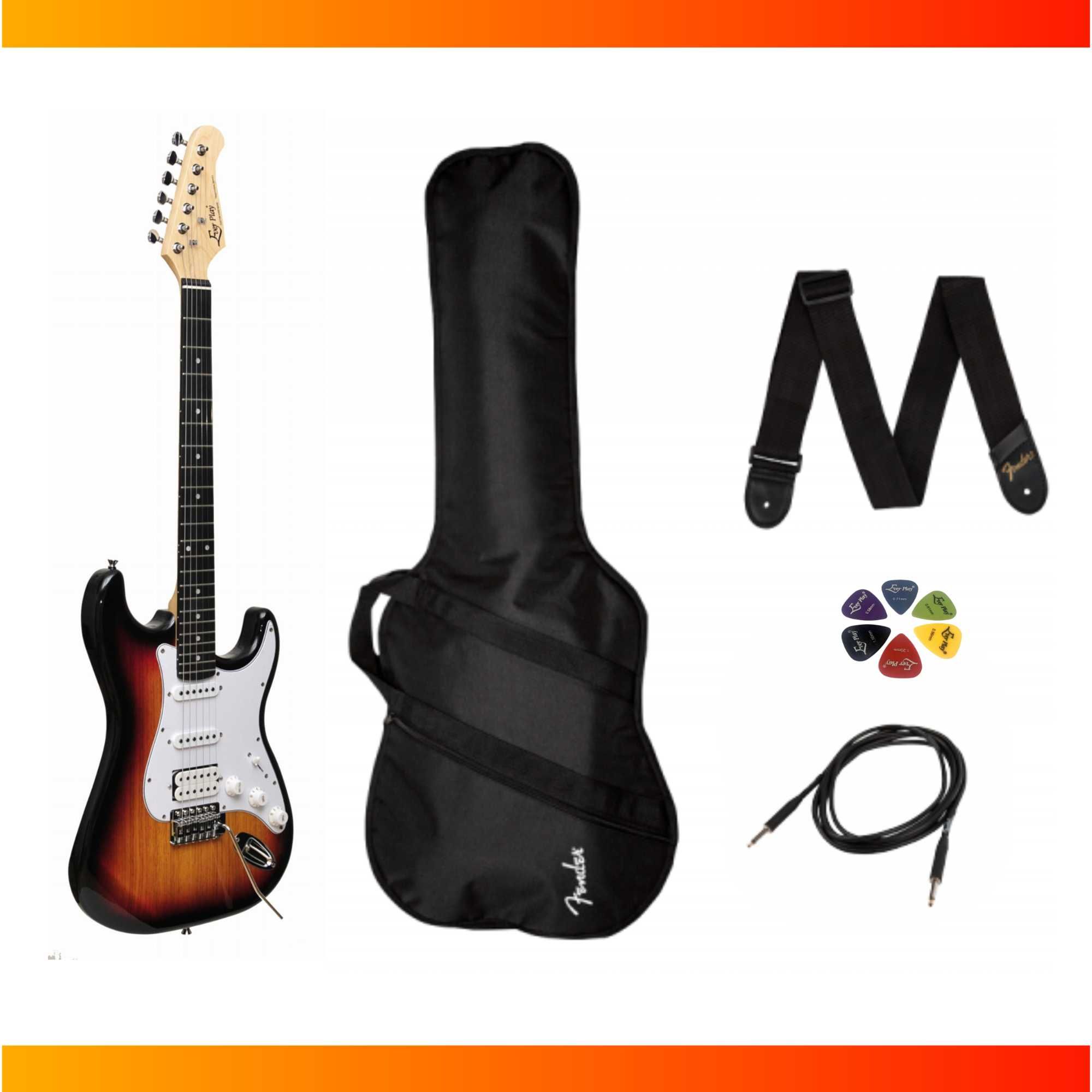 Gitara elektryczna Ever Play Stratocaster podpalana + akcesoria / NOWA