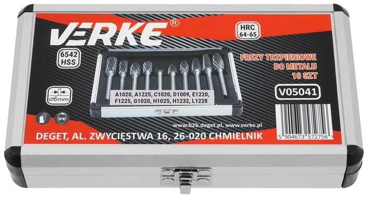 Frezy Trzpieniowe Do Metalu HSS 10szt. VERKE Wiertarka