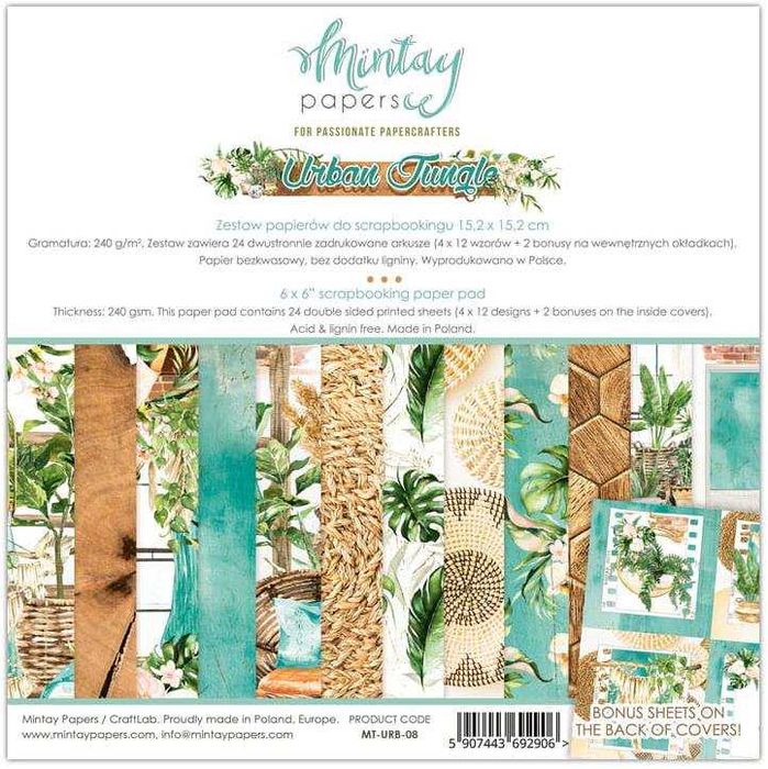 Zestaw papierów do scrapbookingu Mintay 15x15cm - Urban Jungle - NOWY