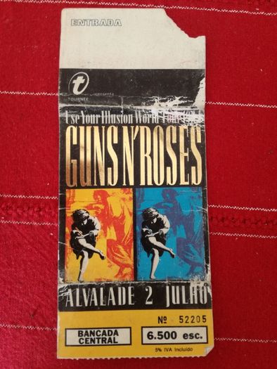 Bilhete dos Guns N`Roses de 1992