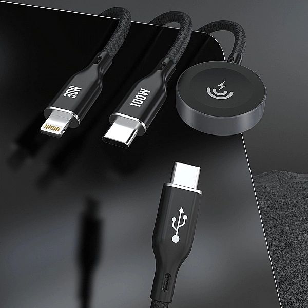 Kabel z ładowarką do Apple Watch Dudao A12Max+ PD 100W 3w1: USB-C Ligh