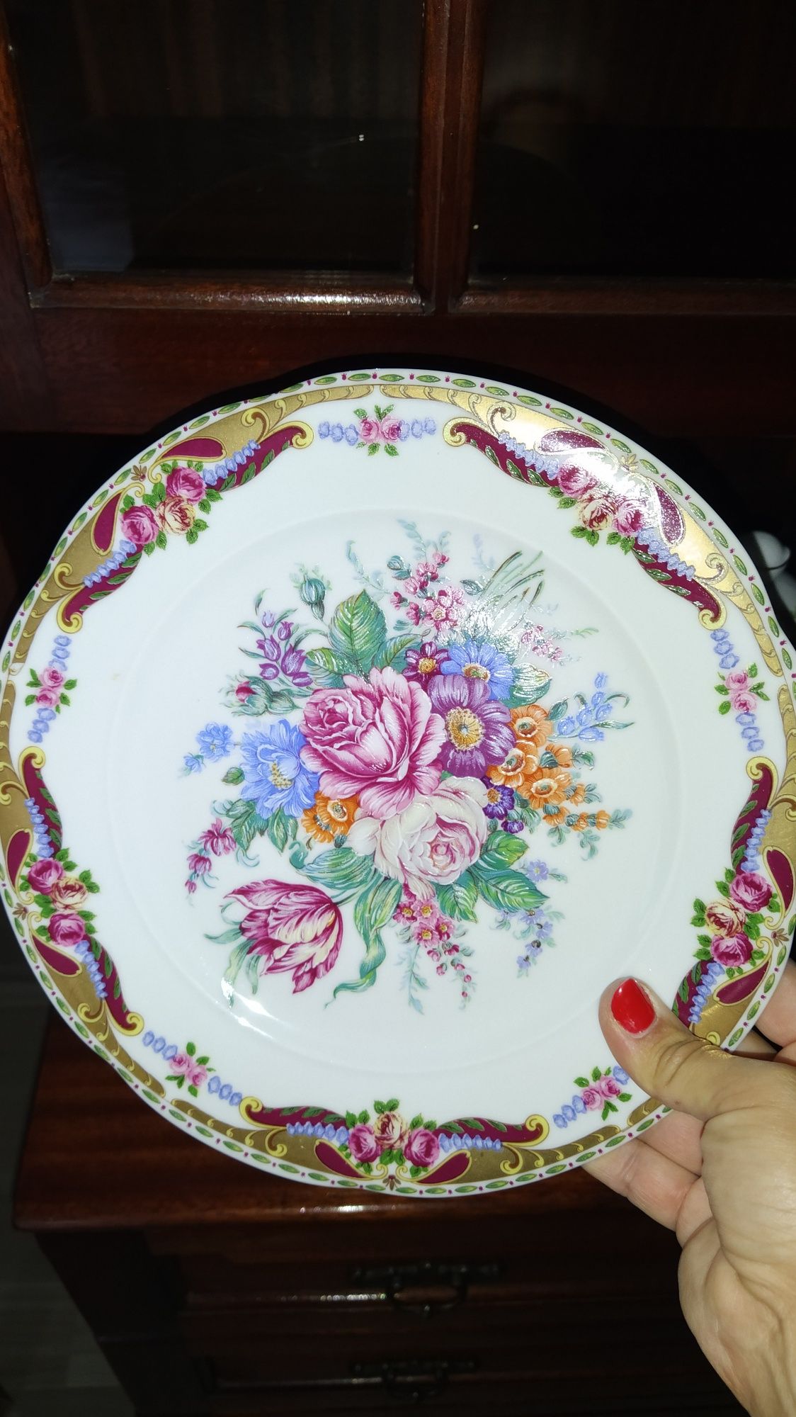 Bule e prato porcelana Limoges com selo Vizavi