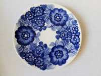 dekoracyjny talerz w niebieskie kwiaty fajans fajans Koło vintage PRL