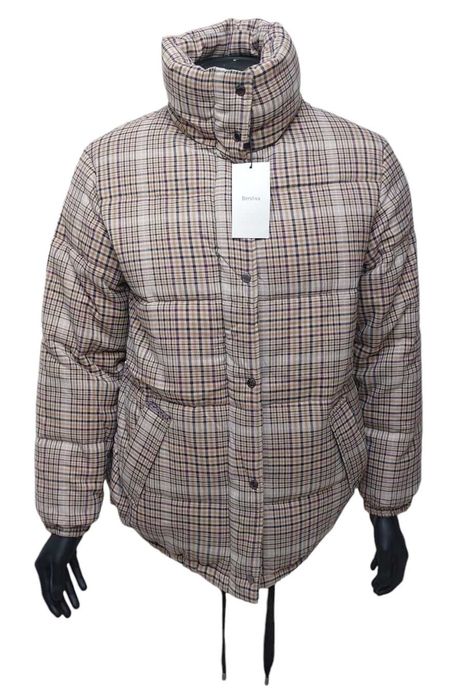 Brązowa kurtka puchowa w kratkę, R. S