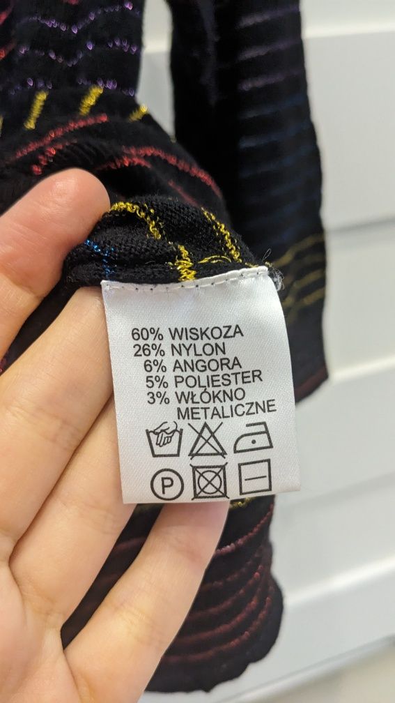 Sweterek kardigan paski zapinany solar 3/4 S 36 angora elegancki