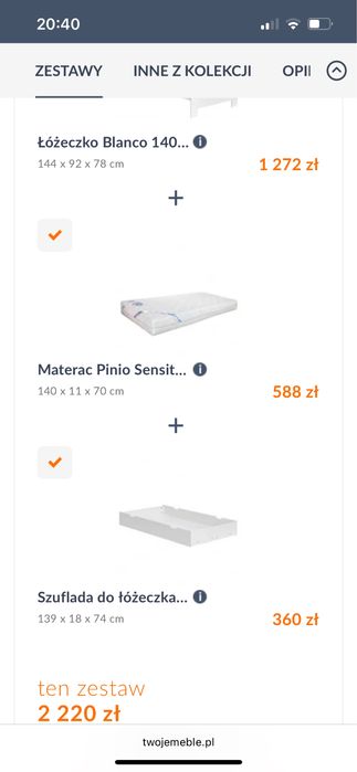 Łóżeczko tapczanik firmy Pinio