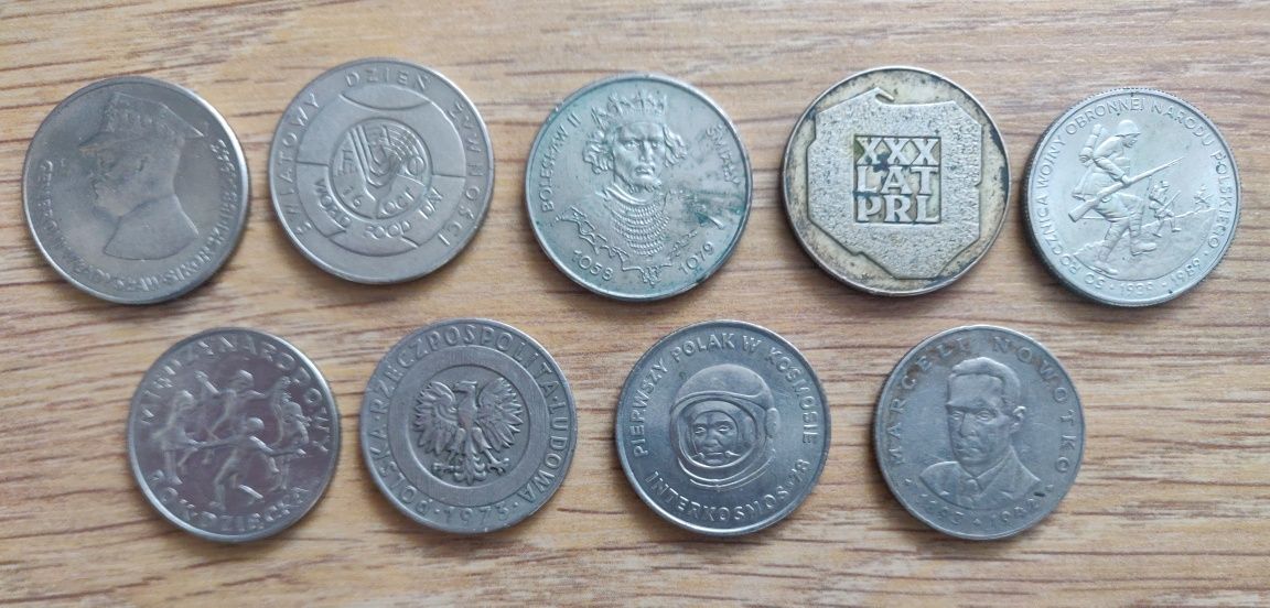 Zestaw polskich monet (20, 50, 200, 500 złotych) - numizmatyka