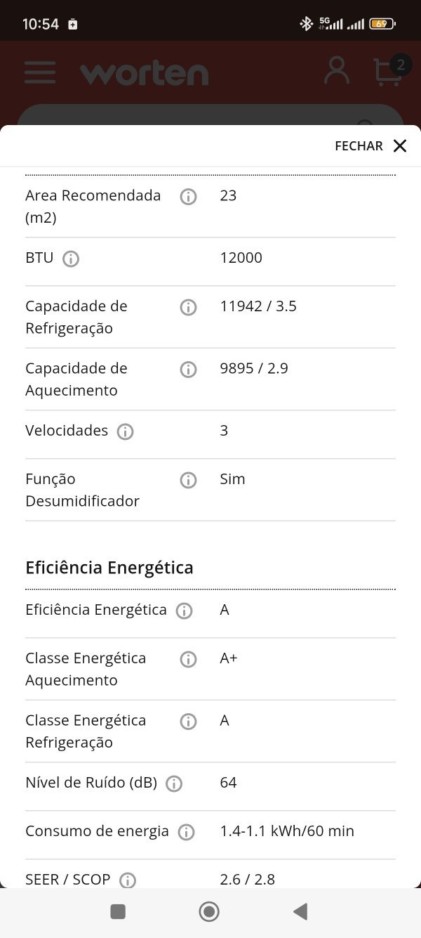 Ar Condicionado Portátil BECKEN BAC4255 (23 m² - 12000 BTU