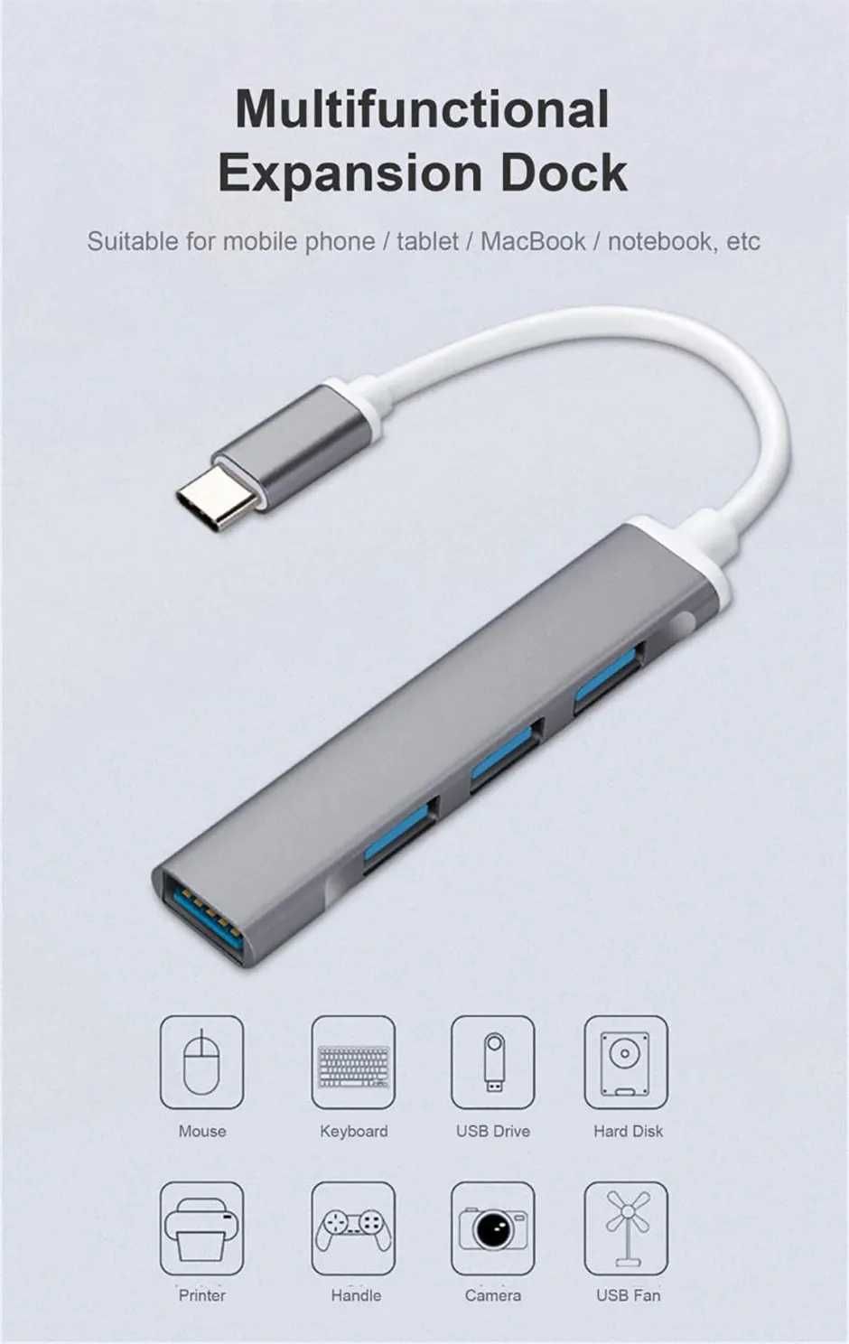 Typ C Extender Hub stacja dokująca USB C jeden do czterech