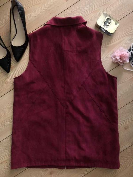 Damska kamizelka bordo 3XL 2XL XXXL 46 48 bezrękawnik suwak kardigan