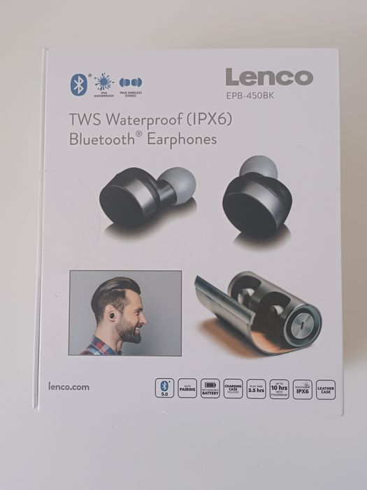 Nowe słuchawki bezprzewodowe Lenco Bluetooth 5.0 IPX6 – etui ładujące