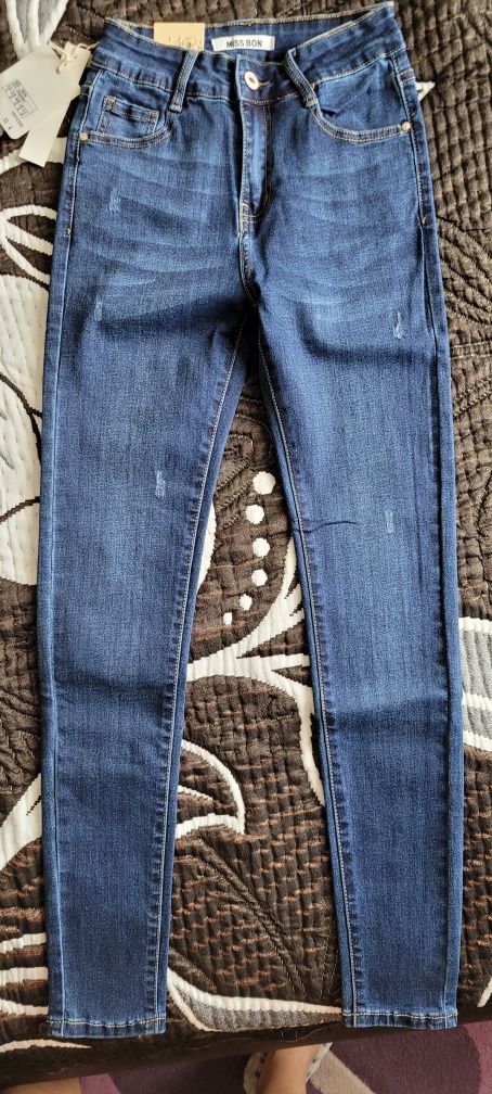 Spodnie granatowe jeans - nowe z metką