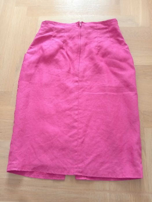 Marella kostium żakiet spódnica marynarka 38 36 vintage róż 100% len