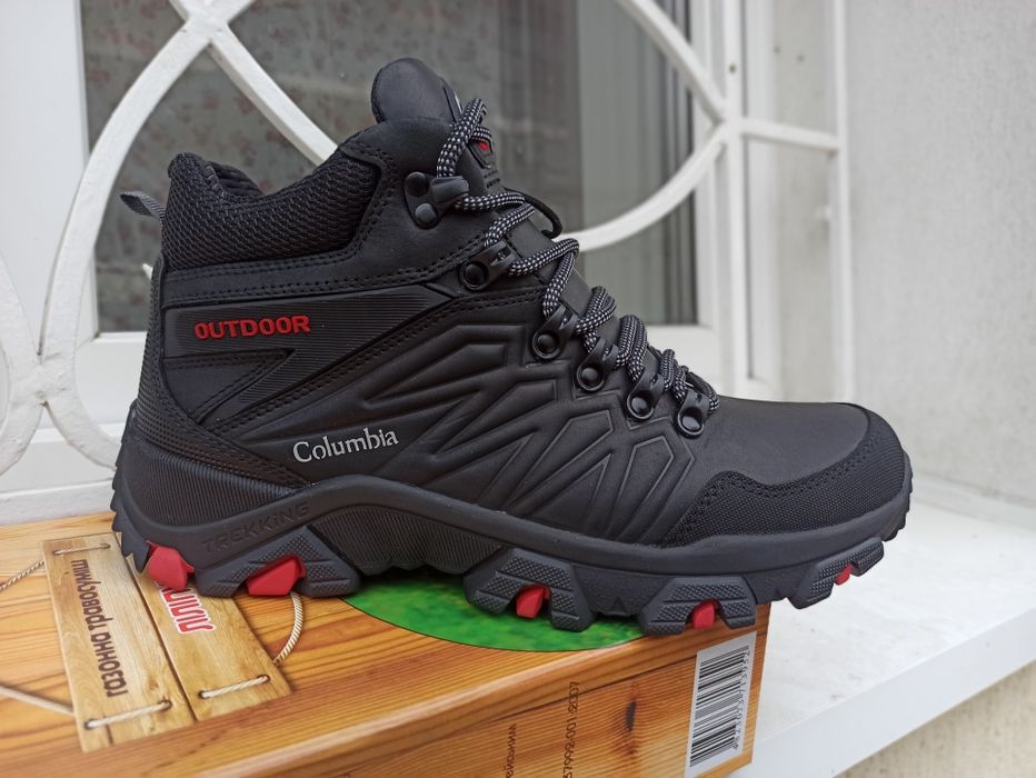 Зимние кожаные полуботинки .Чёрные и т.серые