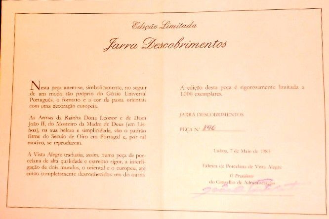 Jarra V.A. nº 896 da ed/limit1000 ex XVII expo-Arte Cultura 1982