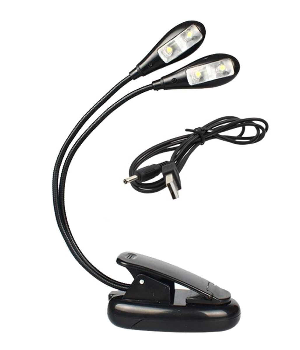 NOWE! Podwójna lampka LED z klipsem klips na książkę USB regulowana