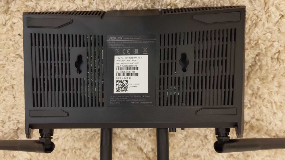 Маршрутизатор (роутер) Asus RT-AX55 AX1800 WiFi6 AiMesh MU-MIMO