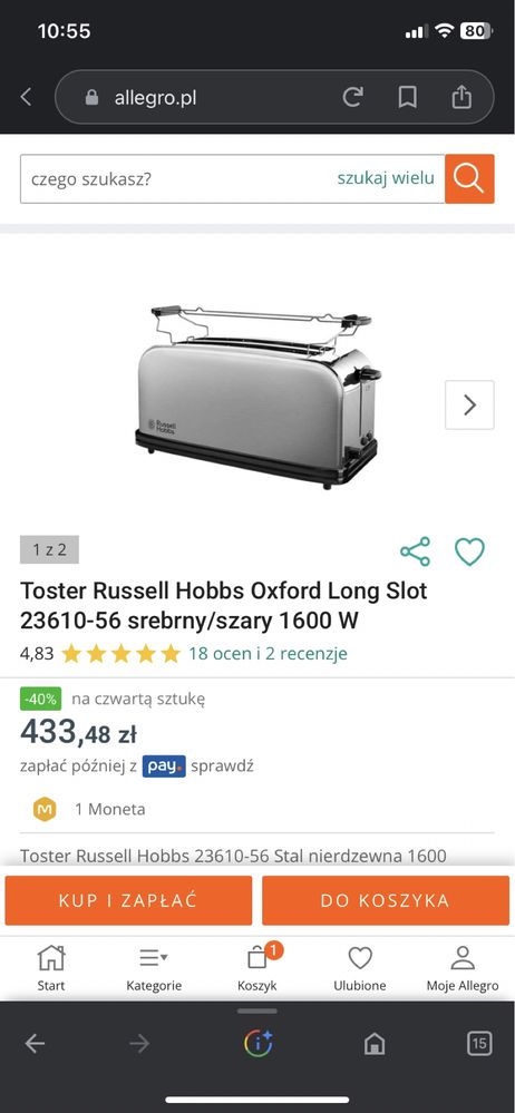 Toster Russell Hobbs Oxford Long Slot