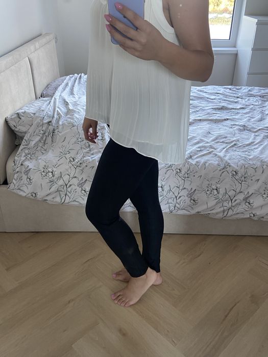 Biała koszula bluzka  asymetryczna plisowana rozkloszowana Zara L 40