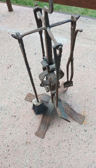 Zestaw kominkowy, do czyszczenia, kuty.