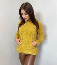 Bardzo miękki sweterek z kapturem i kieszonką żółty lub czarny