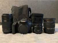 Aparat Canon 77D + 3 obiektywy + 3 baterie + torba
