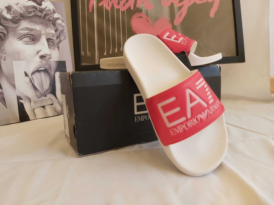 Chinelos Emporio Armani Visibility Branco/Rosa
