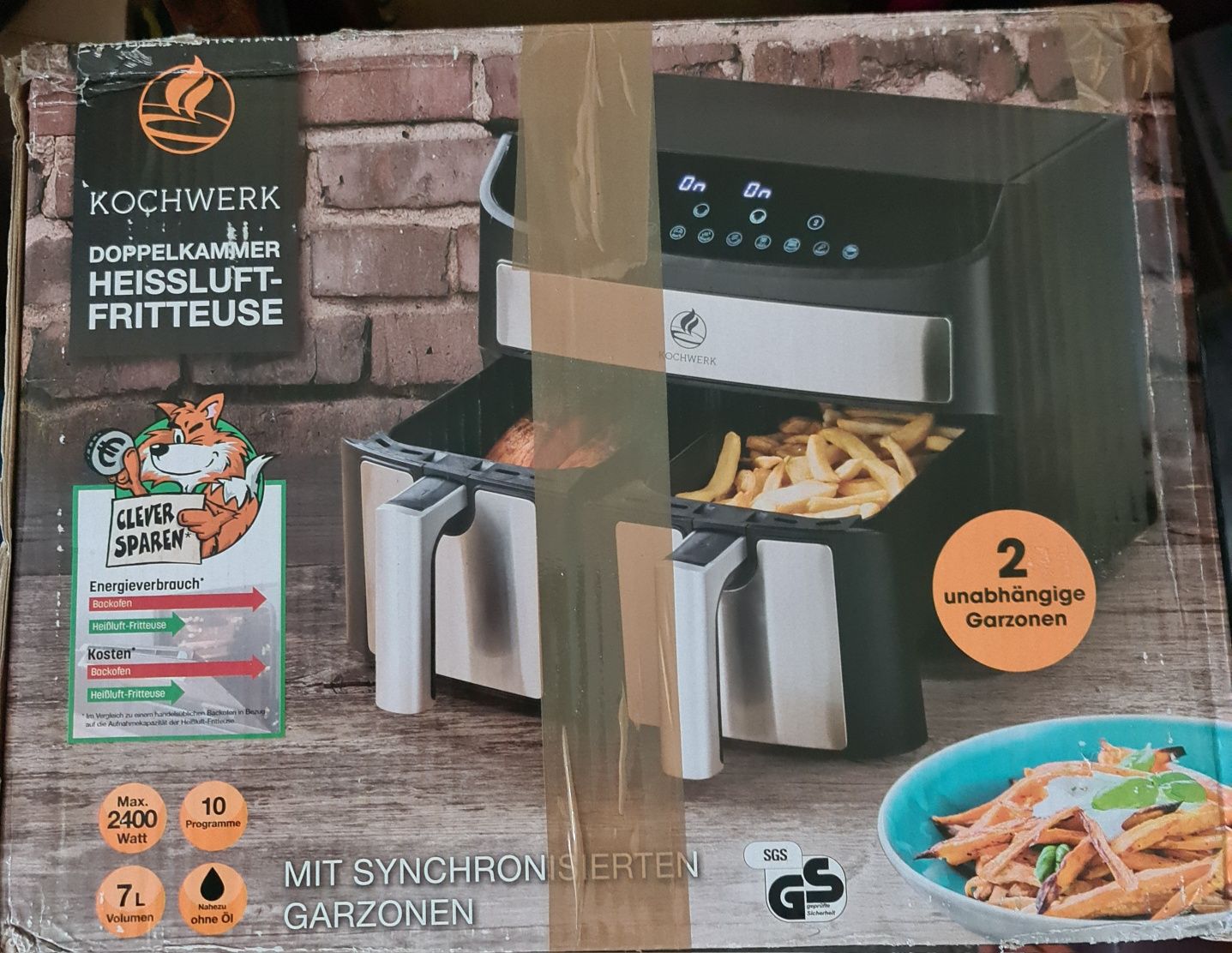 Frytownica Frytkownica beztłuszczowa Airfryer dwukomorowa 7 L