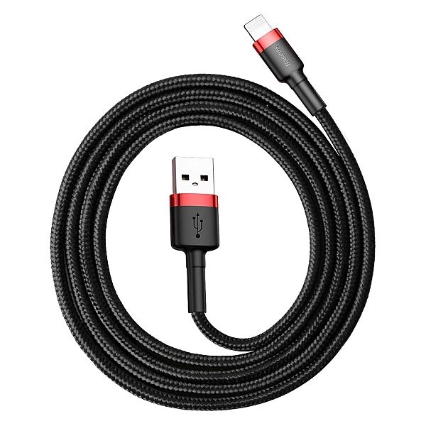 Kabel Baseus Cafule USB-A / Lightning 2.4A QC 3.0/1 m - czarno-czerwon