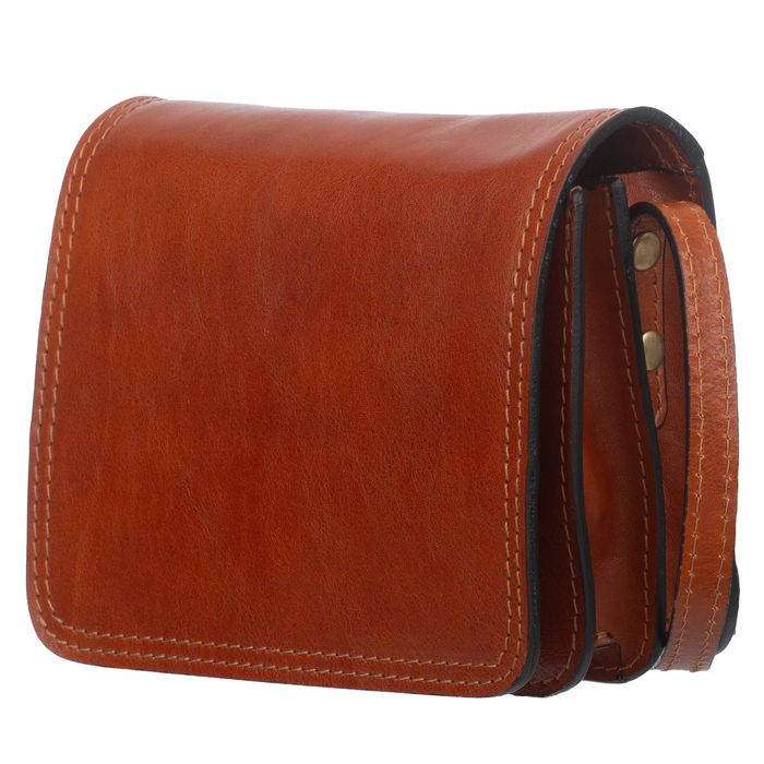 VERA PELLE torebka damska skórzana listonoszka z klapą V562 granatowa