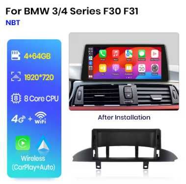 Rádio 12.3" Android Carplay BMW Série 3 e 4 F30 a F36 GPS 4G 4/64GB