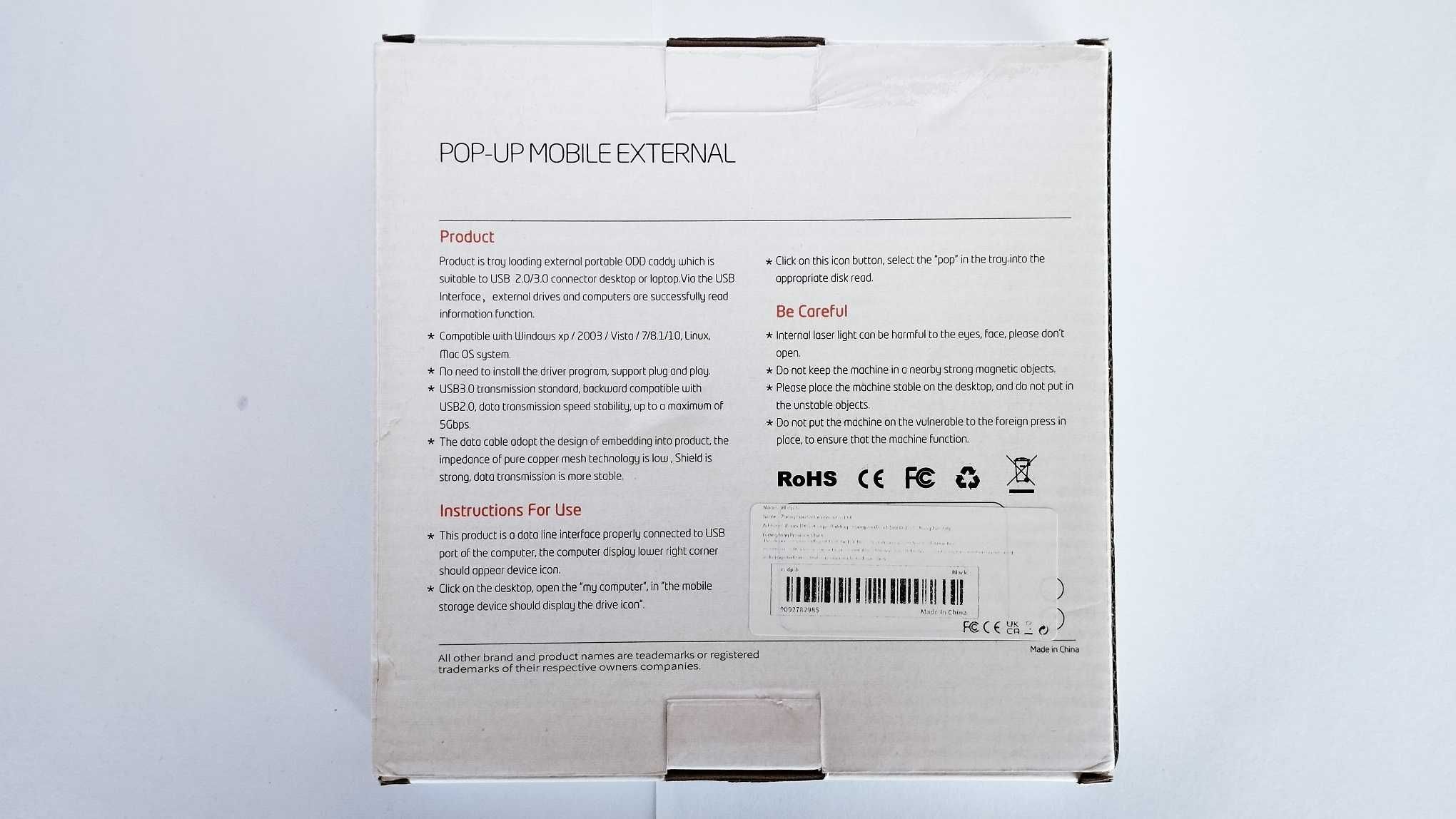 NOVO - Leitor/Gravador CD/DVD-ROM Externo