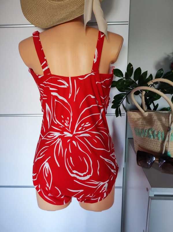 Bonmarche r 46 D/F czerwony strój jednoczęściowy plus size