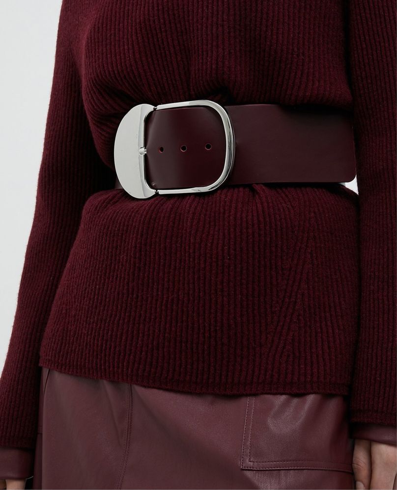 Max Mara шкіряний ремінь 75 80 бордовий широкий шкіра Max&Co італія