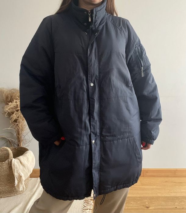 Kurtka wiosenna parka pikowana granatowa na zamek przejściowa 48/50