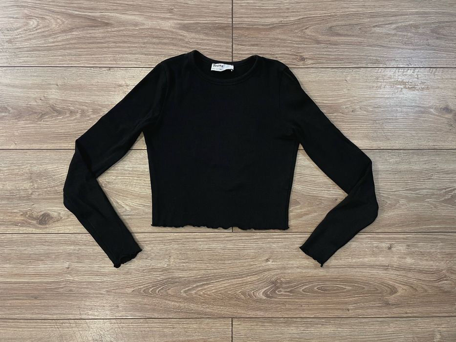 basic crop cropped top bluzka długi rekaw