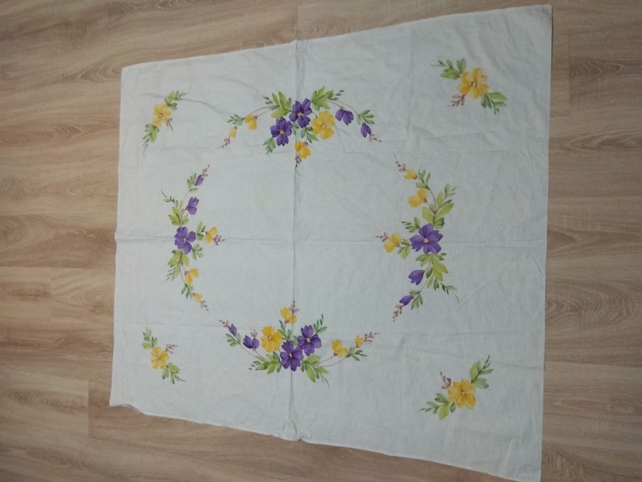 Vintage Bawełniany obrus w kwiaty