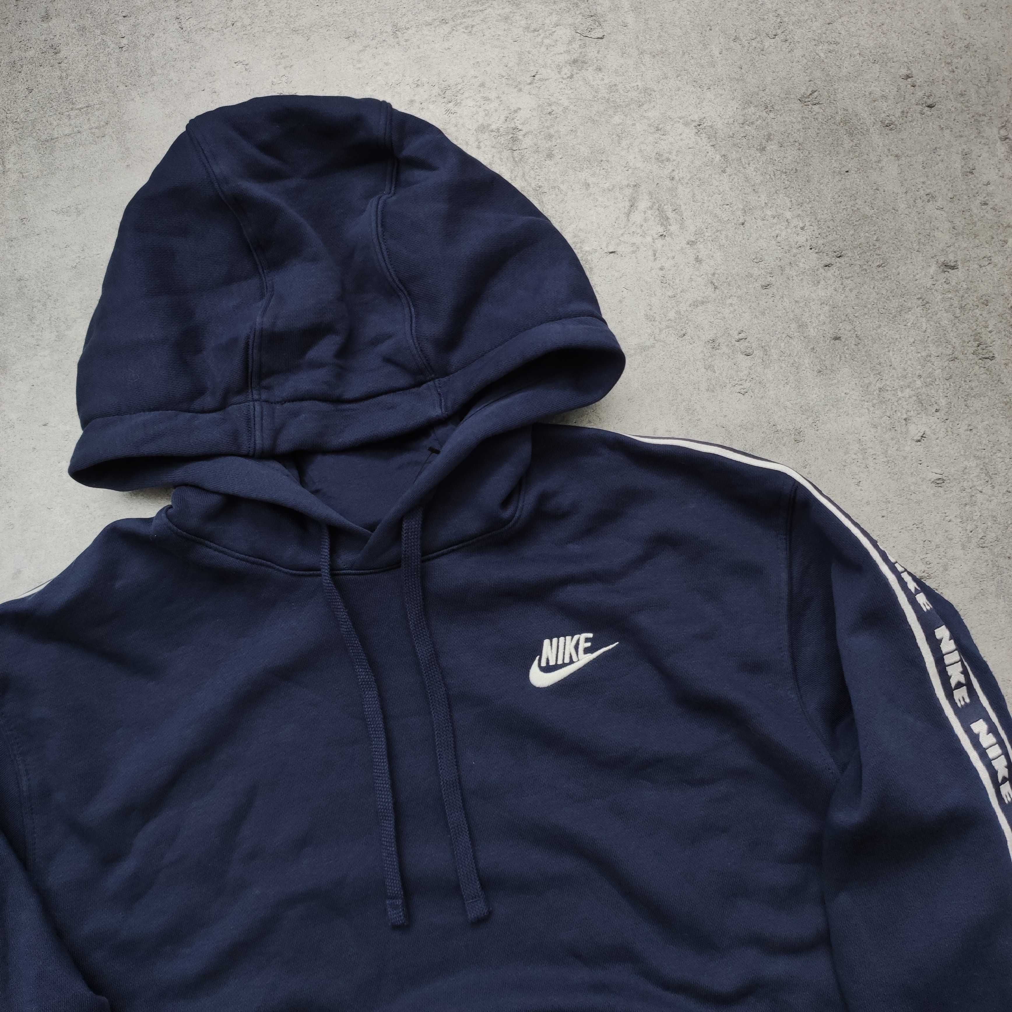 MĘSKA Bluza PREMIUM z Kapturem Bawełna Lampas Granatowa Nike Air Max