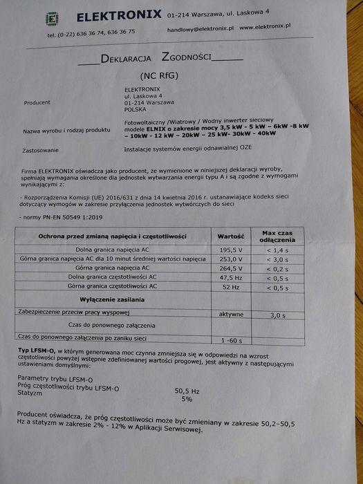 Sprzedam falownik sieciowy do elektrowni wiatrowej