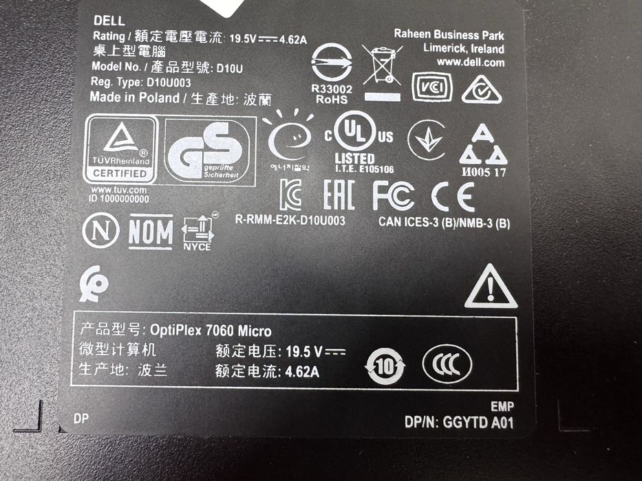 Системний блок Dell OptiPlex 7060/i5-8500T/16GB/256/mini PC